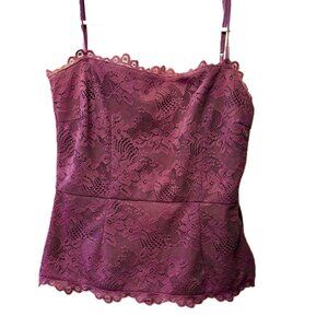 Isaac Mizrahi laced tank top with side zipper, purple, XS